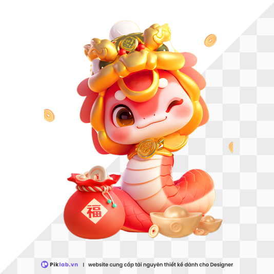 Design resource cute snake mascot happy new year tet holiday isolated on transparent PNG Snake, con rắn dễ thương